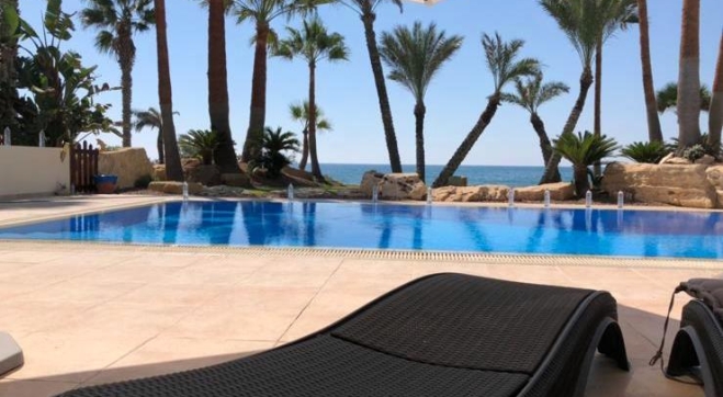 Luxury 4 bed villa on the beach with amazing sea views in Pervolia
