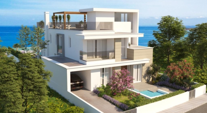 5 Bed Luxury Sea Front Villa in Pervolia For Sale